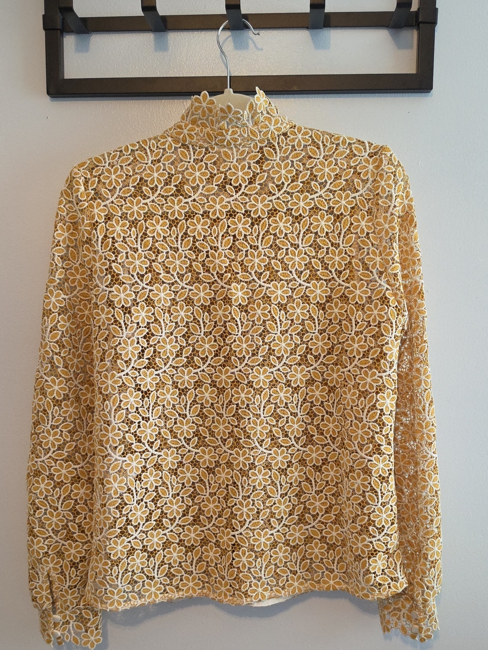 Sezane Guipure Ocre and Ecru Details Chlo Blouse Size38/6 - Picture 3 of 3